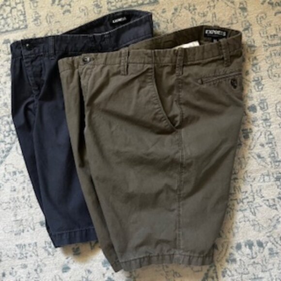 🧡3/15 Bundle x2 Express Classic 10" Inseam Shorts Men's 33 - Picture 2 of 12